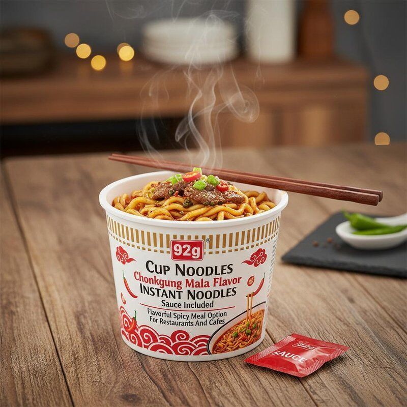 92g12 Cup Noodles Chongqing Mala Sapore Noodles istantanei Salsa inclusa Opzione di pasto piccante aromatico Per ristoranti e caffè