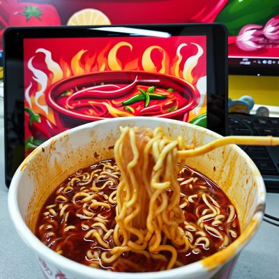 203g di noodles istantanei in botte con sapore di pentola e ingredienti vegetali