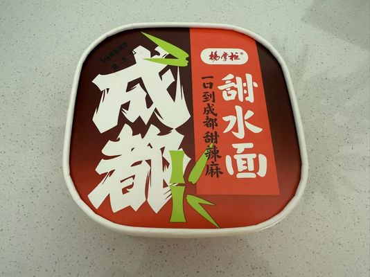 175g di Ramen Instant Noodle fritto con gusto di Chengdu Sweet Noodles e metodo di cottura in acqua bollente.